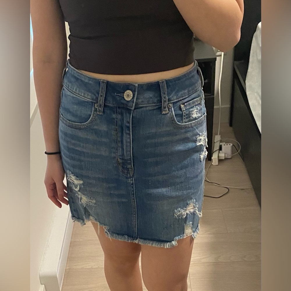 American Eagle Ripped Denim Skirt